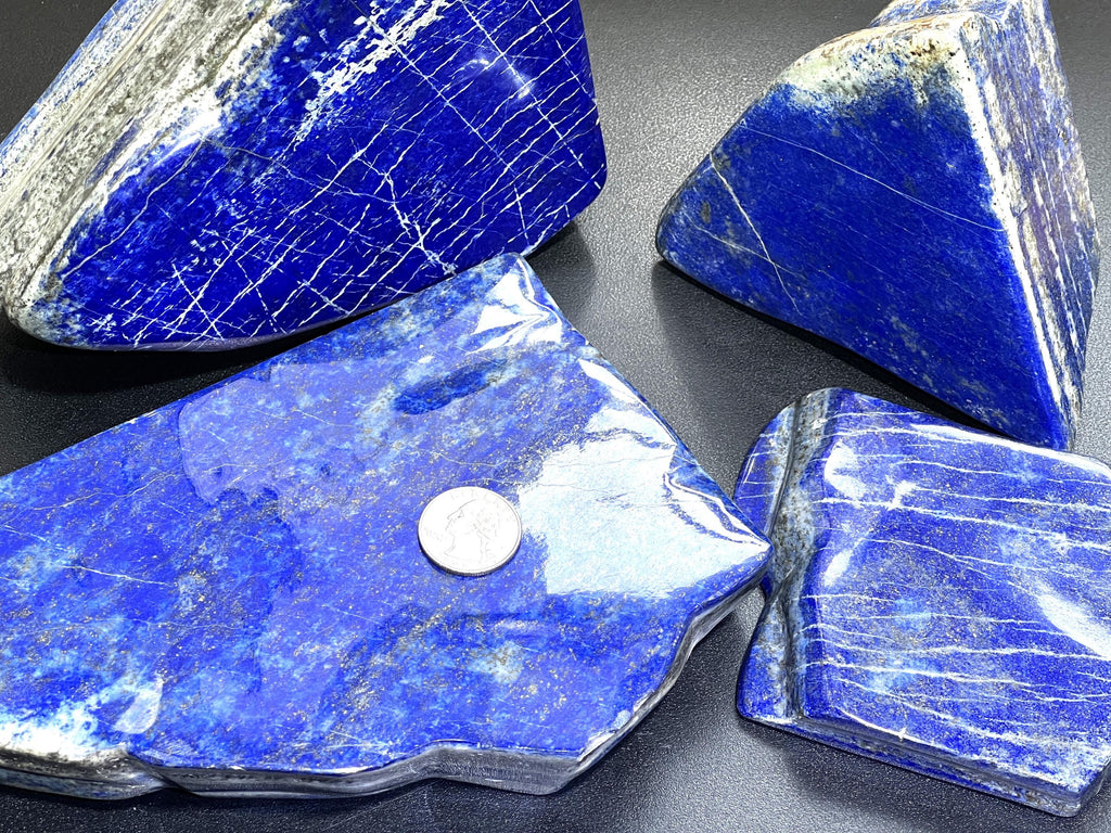 Large Blue Lapis Lazuli Freeform Polished Slab Boulders Carvings Wholesale by Amazing Crystals