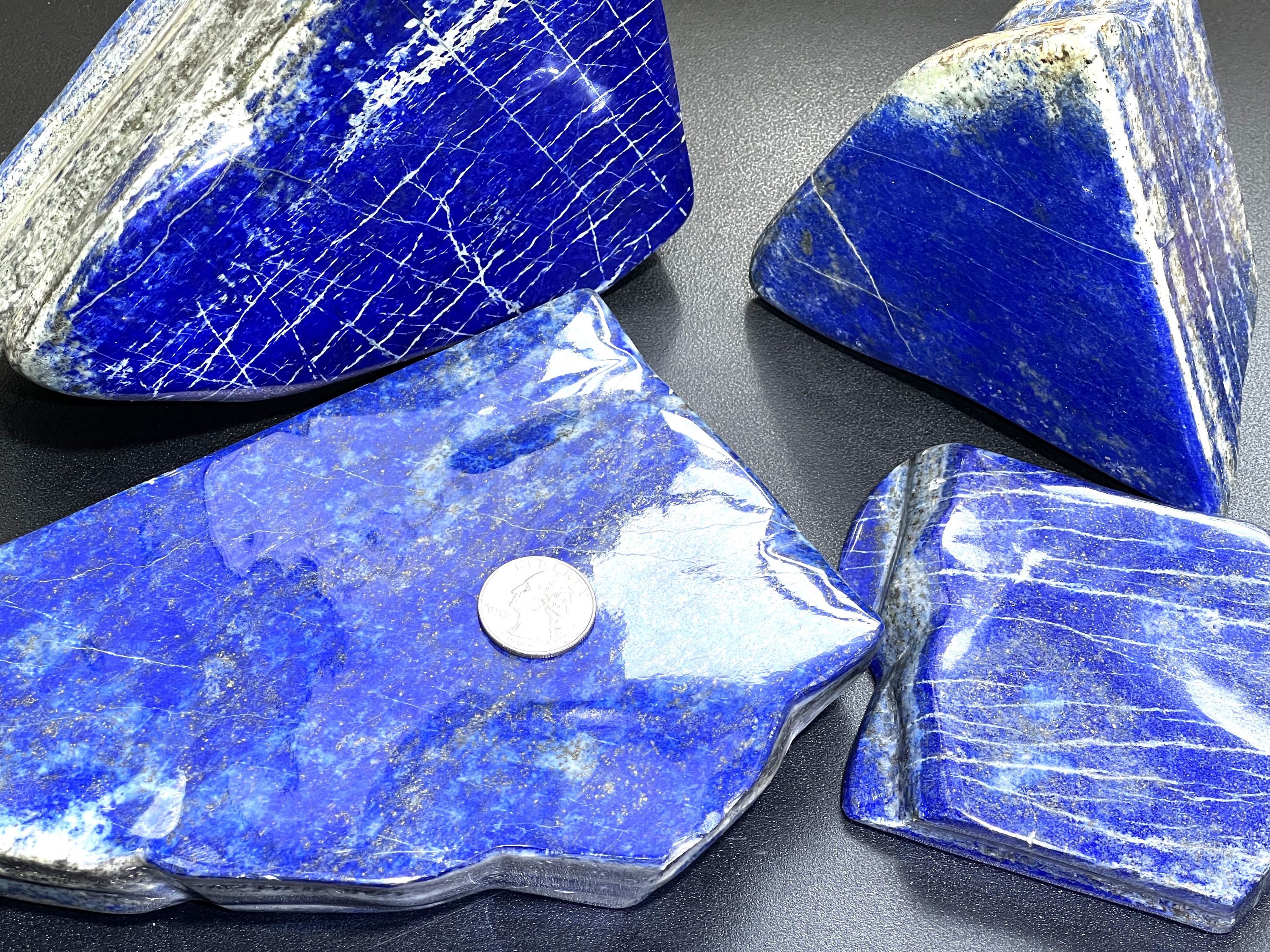 Large Blue Lapis Lazuli Freeform Polished Slab Boulders Carvings Wholesale by Amazing Crystals