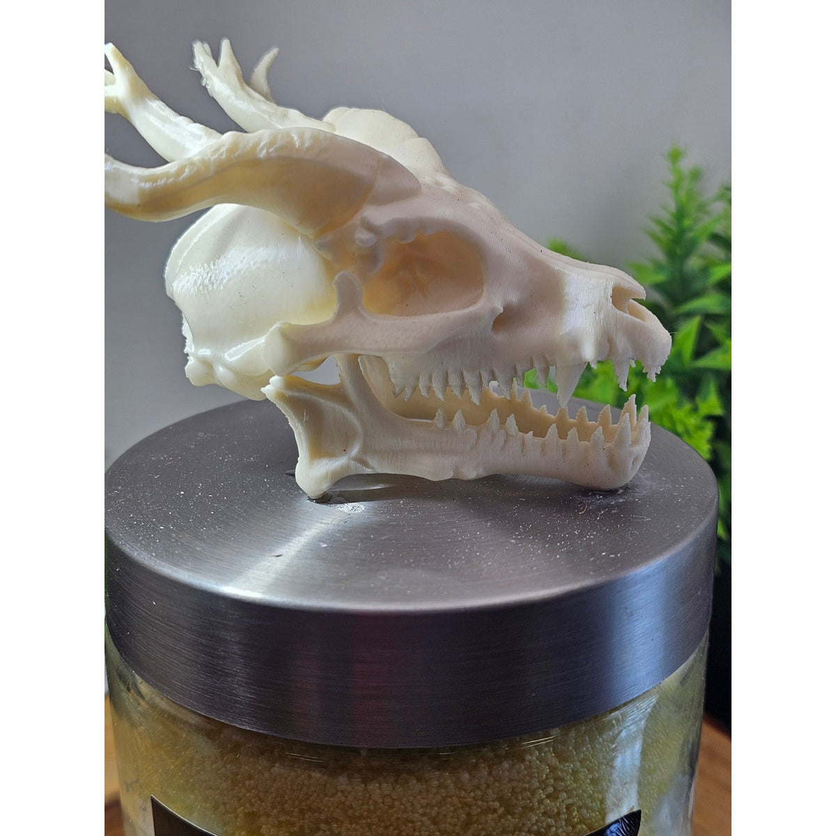 Huge Handmade Candle — Glass Jar with Acrylic Demon Skull Topper, 15 Wicks