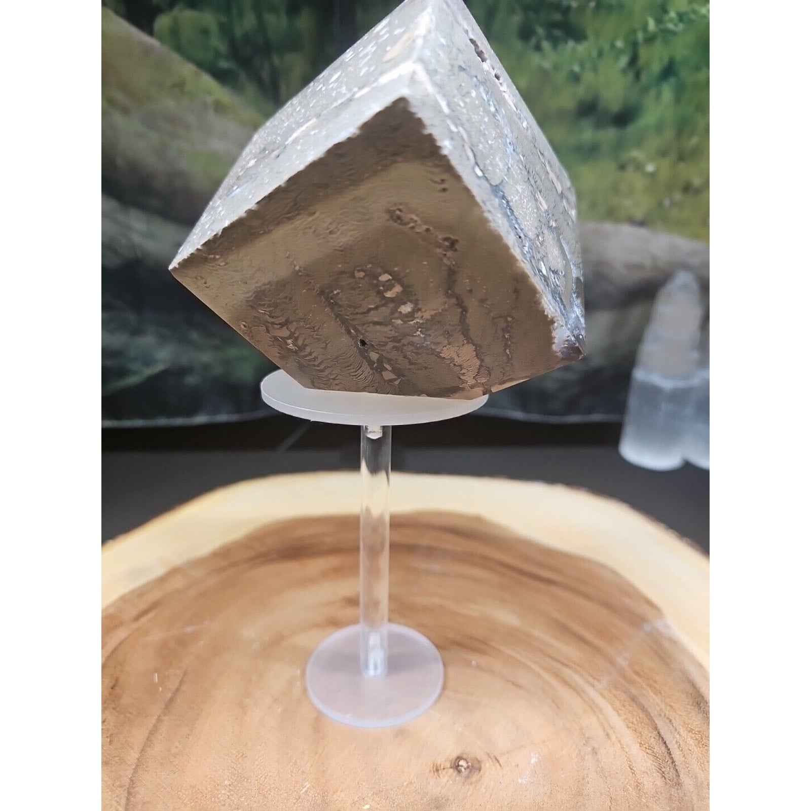 2.41LB 1Pcs Natural Ocean Jasper Onyx Quartz Crystal Geode Square Heptahedron by CrystalCloud Company