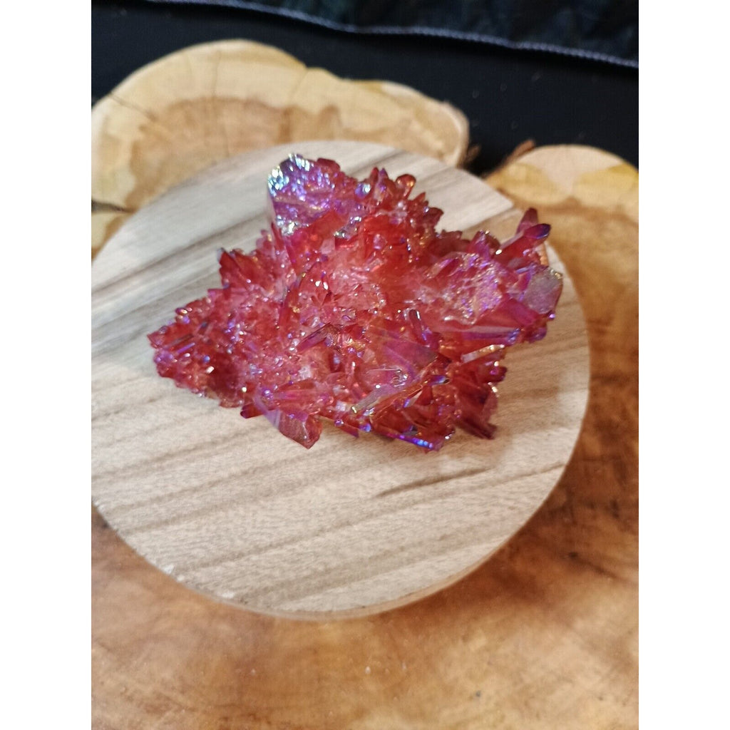 0.6lb Rainbow Aqua Aura Quartz Crystal Cluster Points Titanium Coating by CrystalCloud Company