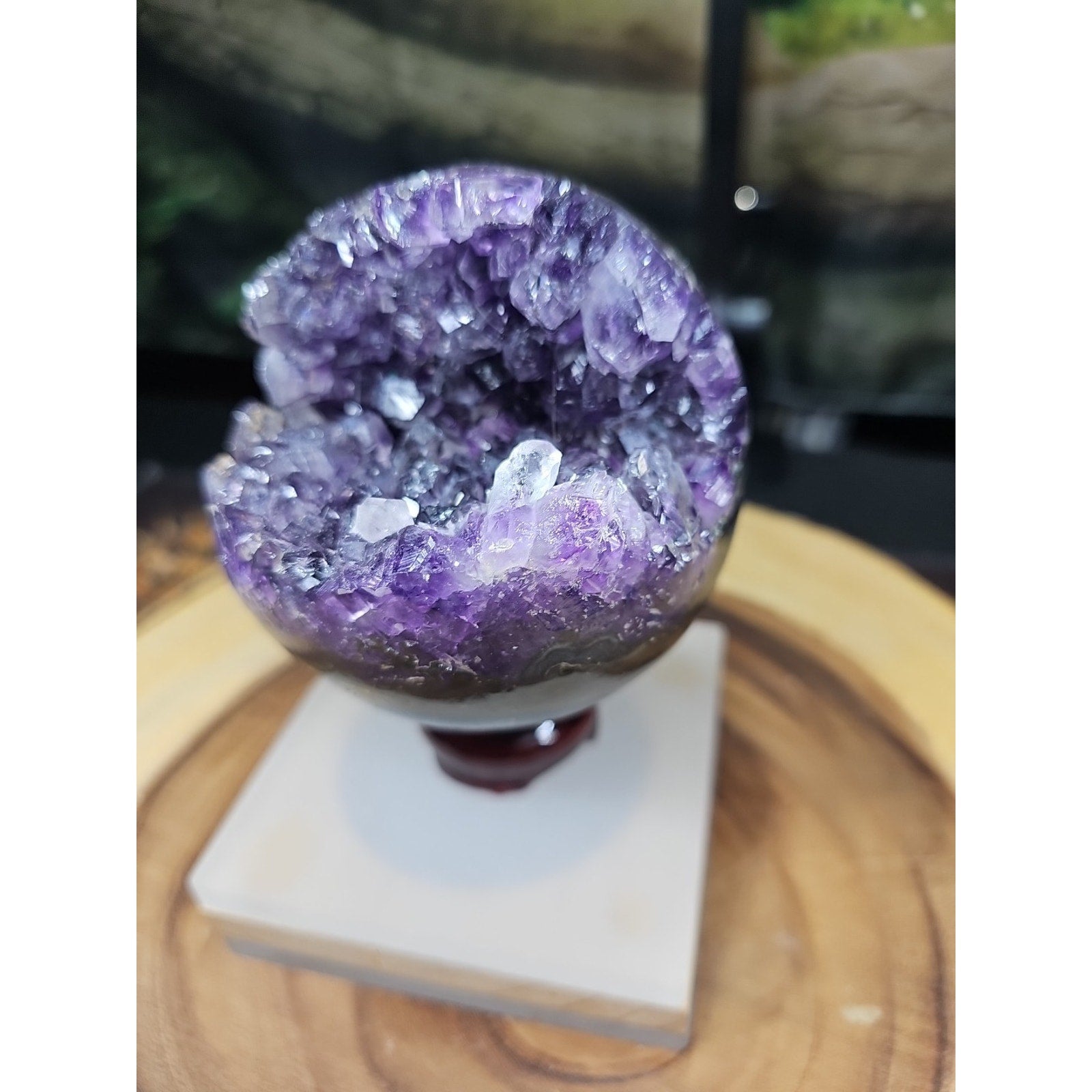 1.92LB Natural Purple Crystal Cave Quartz Open Crystal Ball Spiritual Healing by CrystalCloud Company