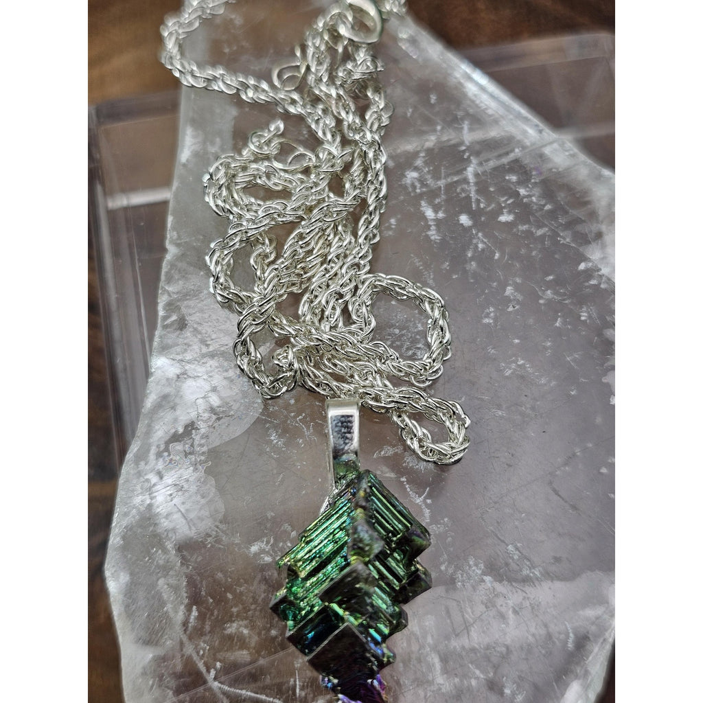Bismuth rainbow crystal pendant by CrystalCloud Company