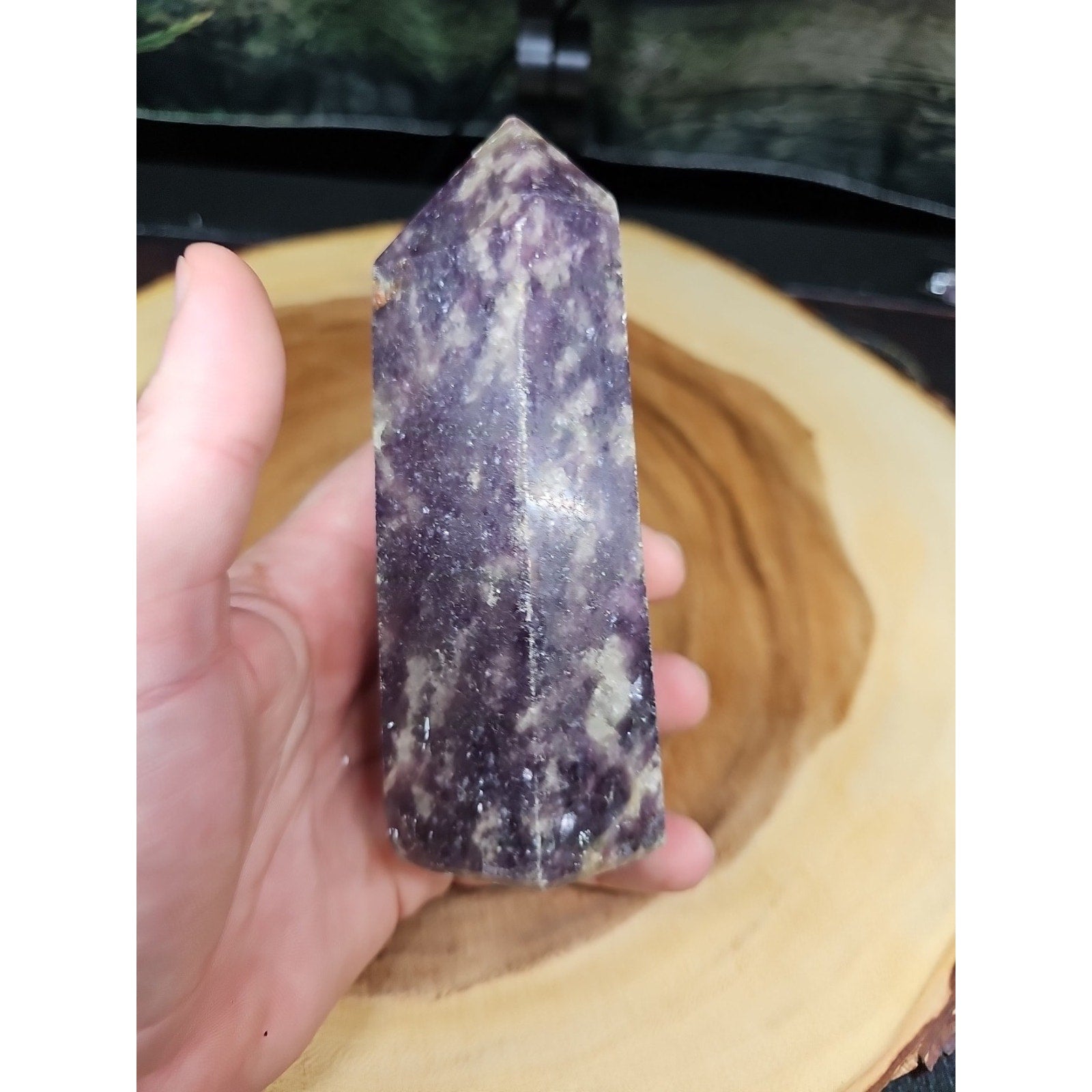 1ea Natural Purple Mica Lepidolite Crystal Point Tower Africa 539g by CrystalCloud Company
