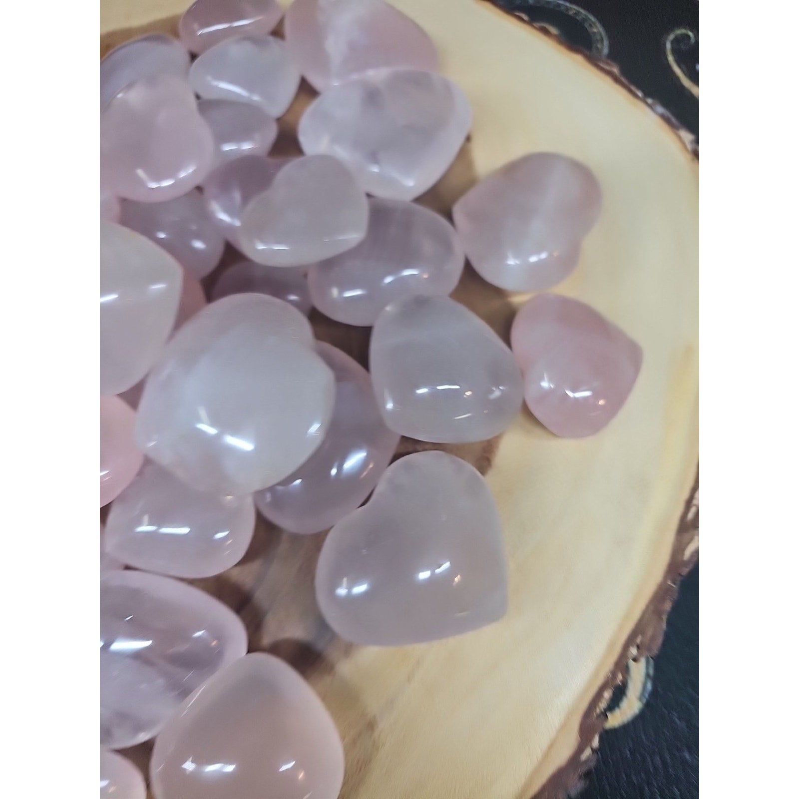 5Pcs Natural Pink Rose Quartz Crystal Heart Carved Palm Stone by CrystalCloud Company