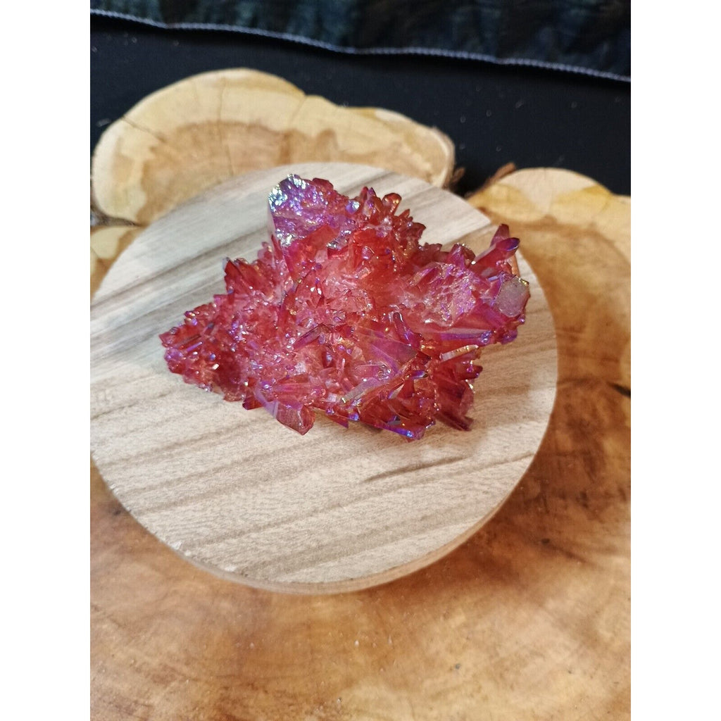 0.6lb Rainbow Aqua Aura Quartz Crystal Cluster Points Titanium Coating by CrystalCloud Company