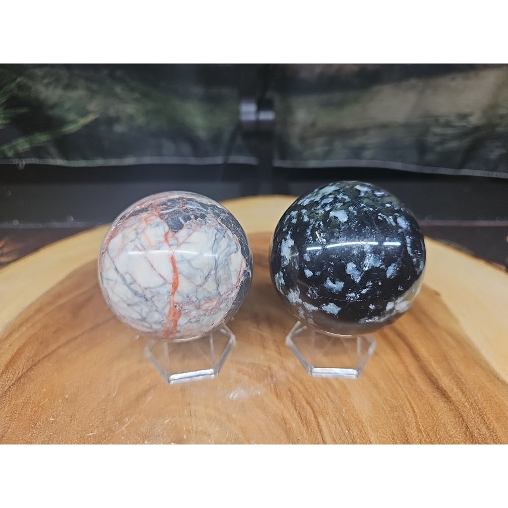 2Pcs A Set Of Natural Quartz Crystal Jasper Sphere Ball Polished 50-60mm &stand by CrystalCloud Company