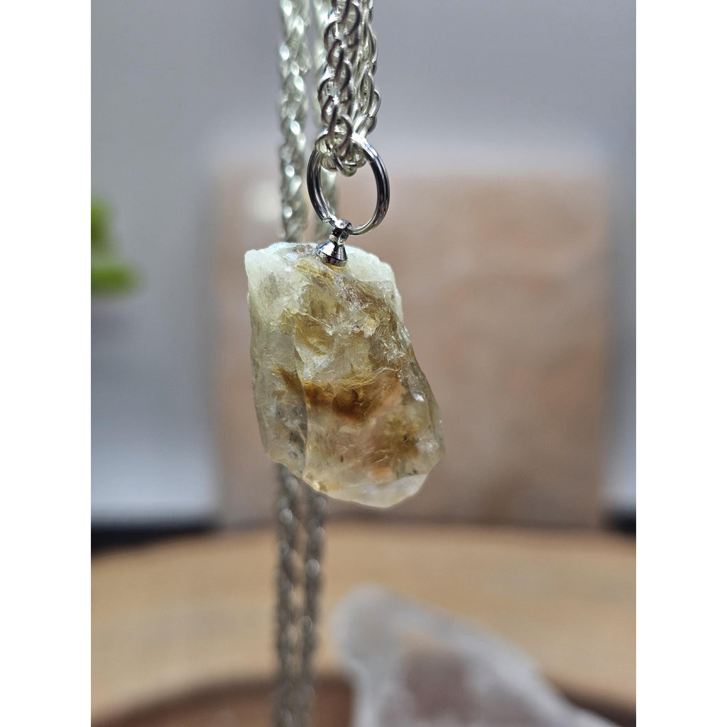 Raw Citrine pendant necklace Copper Wire by CrystalCloud Company