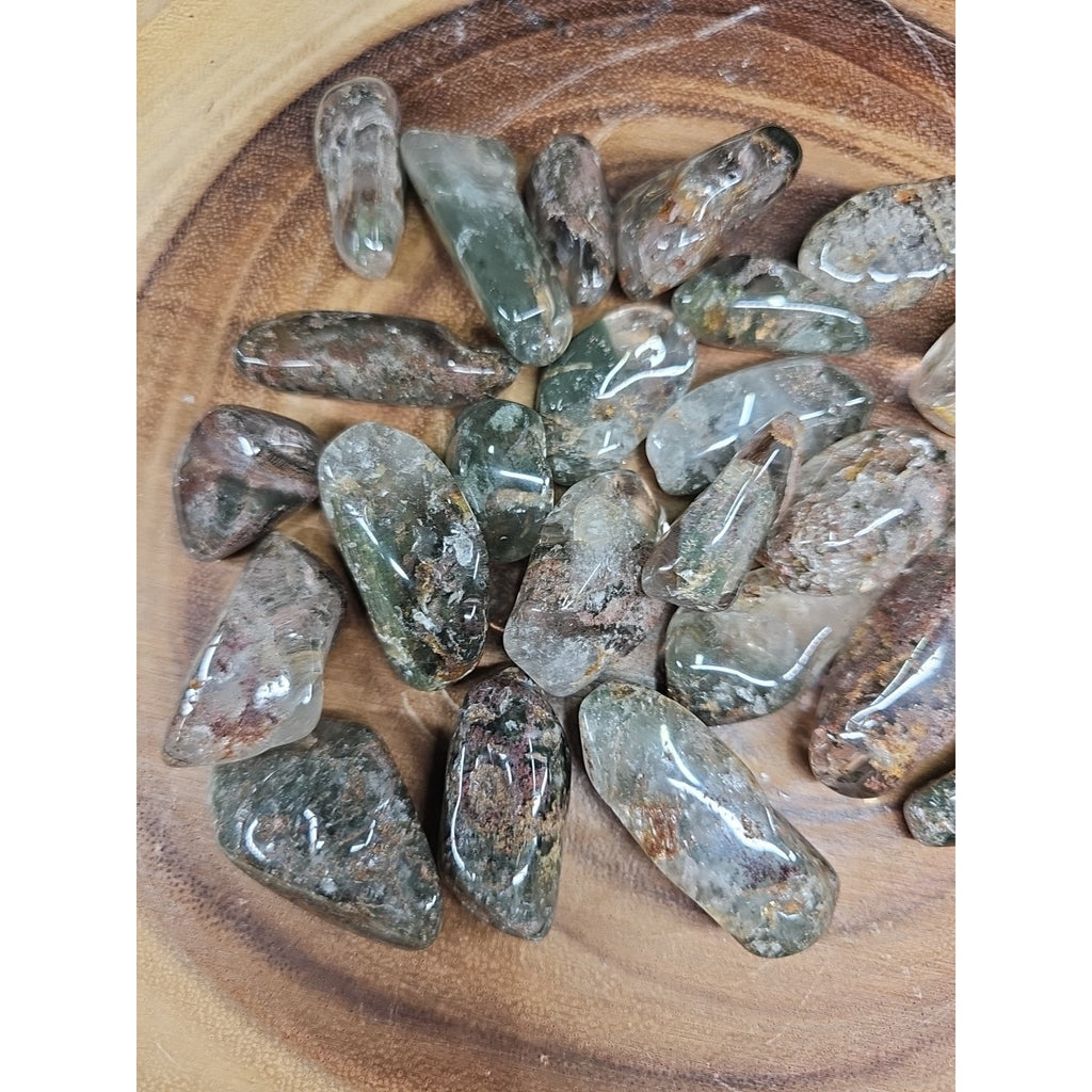 24Pcs Natural Phantom Ghost Clear Quartz Crystal Stone Tumble Brazil .61lbs by CrystalCloud Company