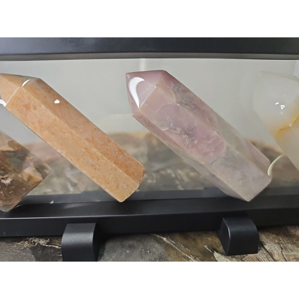 Agate Towers 245g 4 Pcs W/Stand by CrystalCloud Company