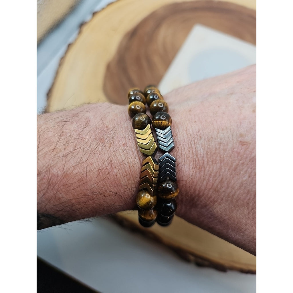 1 Handmade 8mm Mixed Natural Gemstone Tigers Eye Stretchy Bracelet Reiki Chakra by CrystalCloud Company