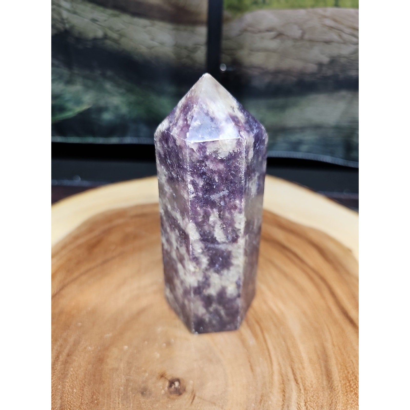 1ea Natural Purple Mica Lepidolite Crystal Point Tower Africa 539g by CrystalCloud Company