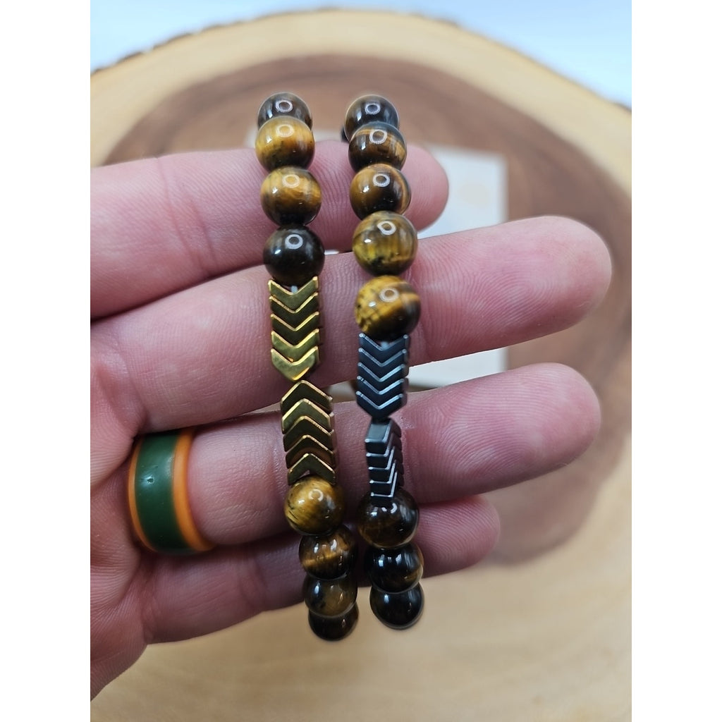 1 Handmade 8mm Mixed Natural Gemstone Tigers Eye Stretchy Bracelet Reiki Chakra by CrystalCloud Company