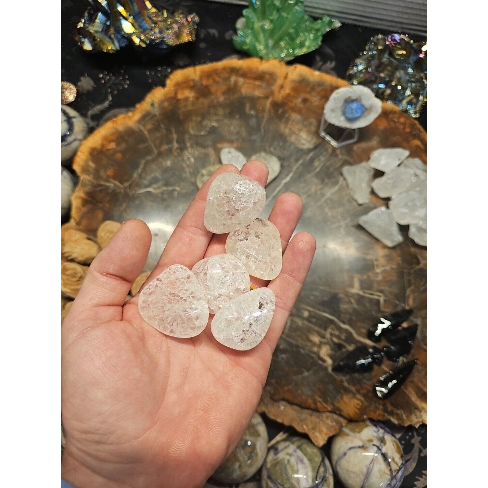 5 Pack Crackel Quartz Tumbled Stones: by CrystalCloud Company