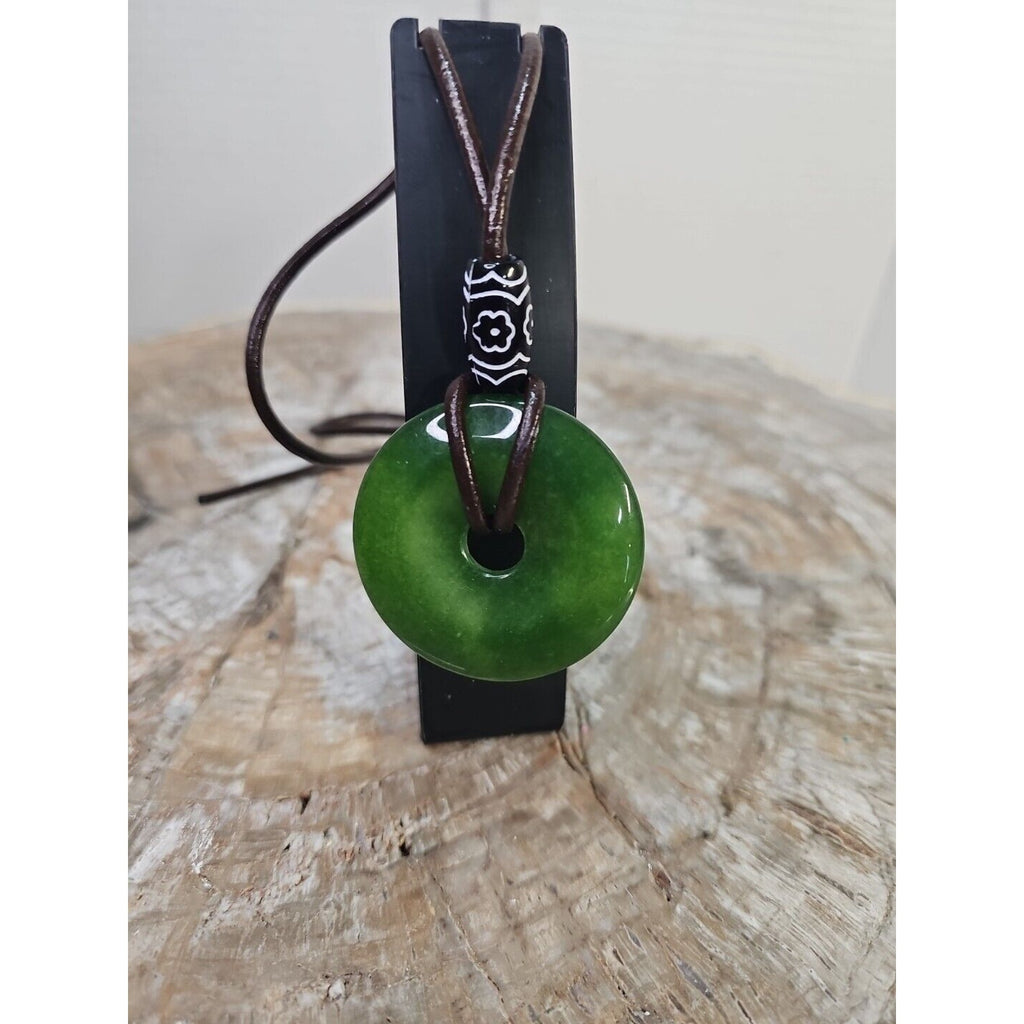 jade necklace Absolutely. Beautiful. With leather Strap by CrystalCloud Company