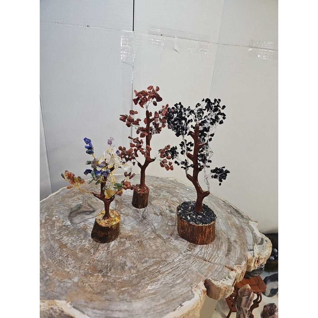 Crystal Gemstone Bonsai Tree — Carnelian, Amethyst & Quartz on Gold Branches | CrystalCloud Company by CrystalCloud Company