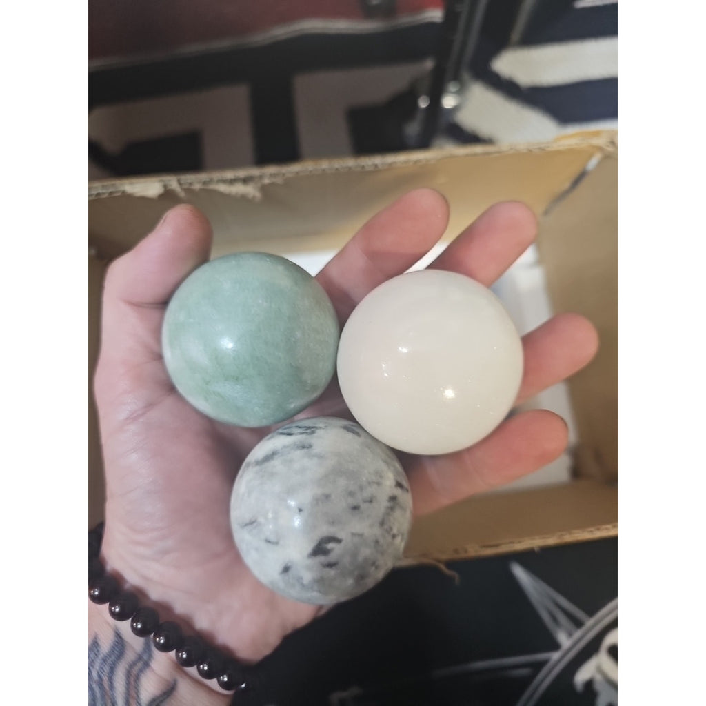 Ocean Jasper Spheres Set Of 3 Random Selection W/stands by CrystalCloud Company