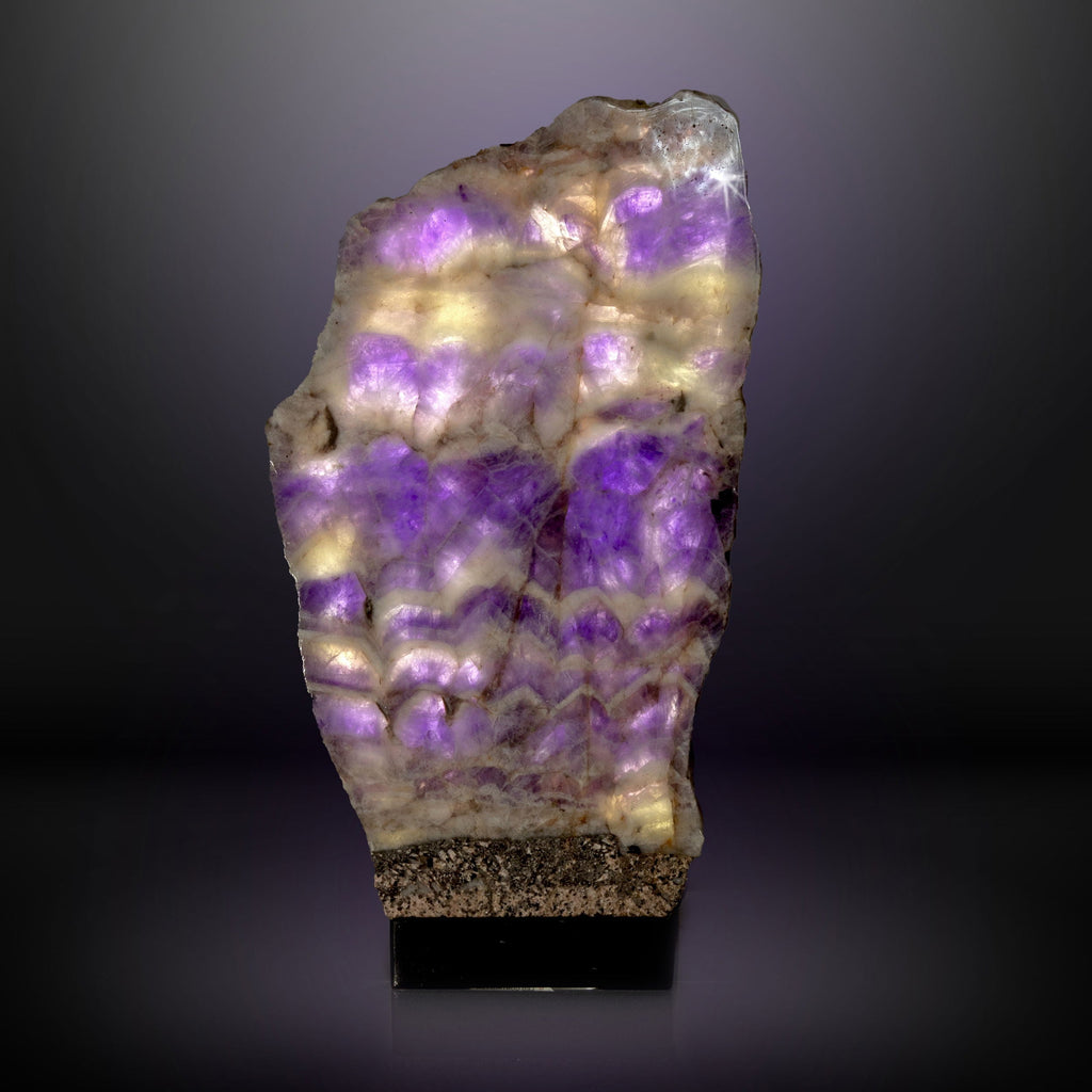 Chevron Amethyst Slice Table Lamp Pair- Horizontal Banding