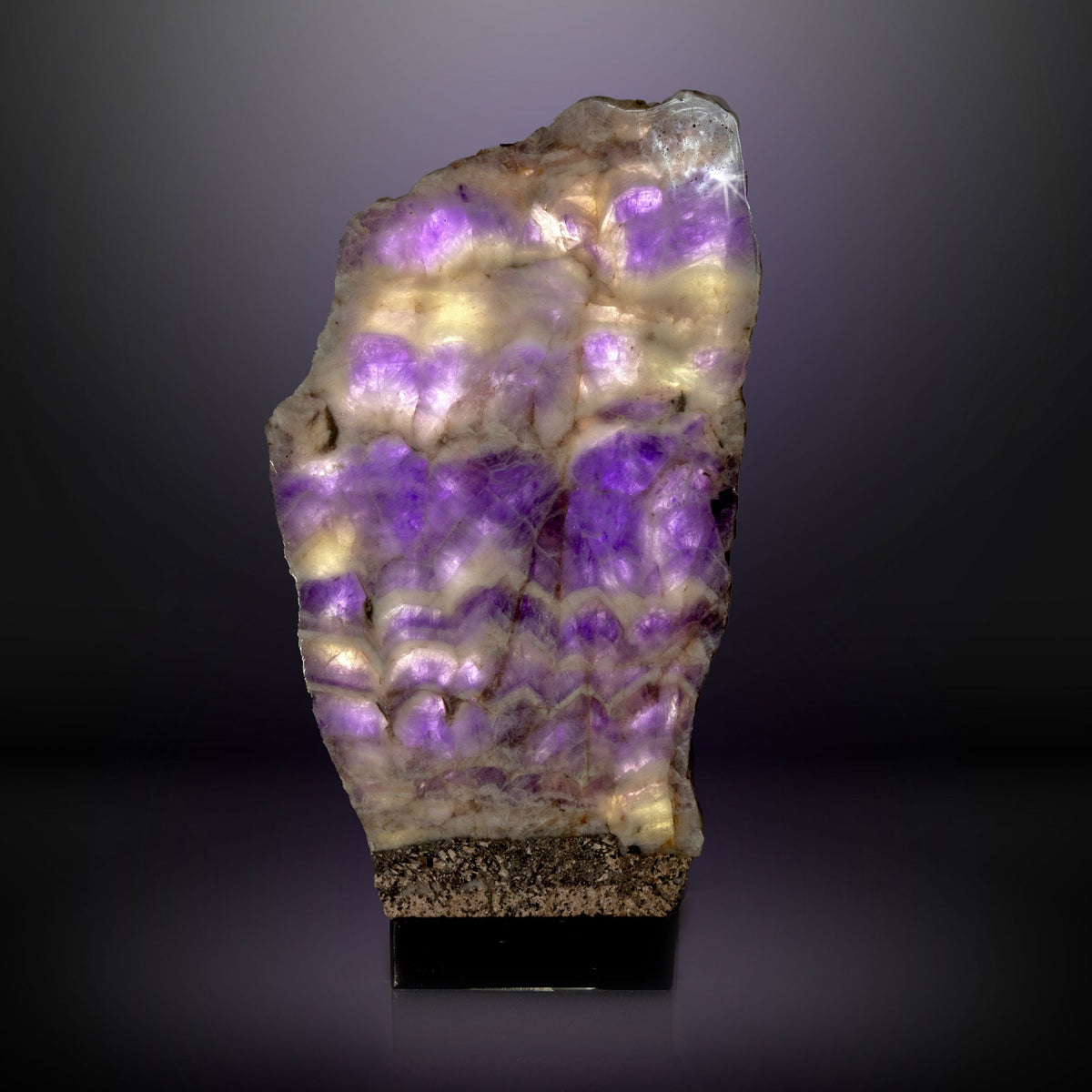 Chevron Amethyst Slice Table Lamp Pair- Horizontal Banding