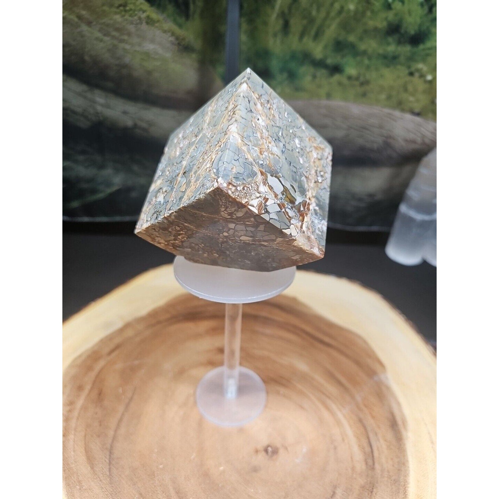 1.87LB 1Pcs Natural Ocean Jasper Onyx Quartz Crystal Geode Square Heptahedron by CrystalCloud Company