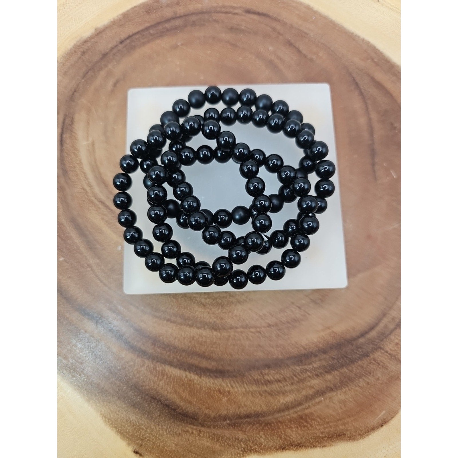 1 Black Quartz Crystal Bracelet 8mm Handmade by CrystalCloud Company