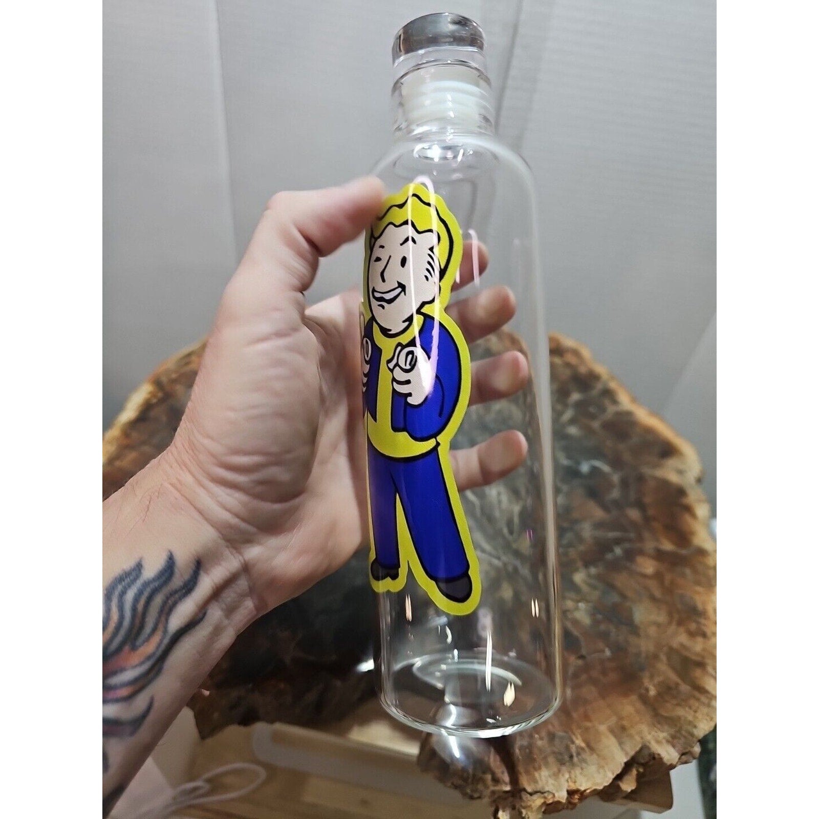 18oz Leak Proof Borosilicate glass bottle with caps BPA Free W/Fallout Boy Logo by CrystalCloud Company