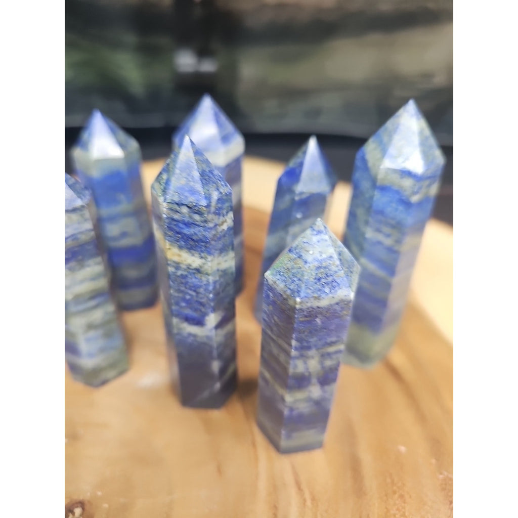Blue Lapis Lazuli & Pyrite Crystal Tower — Rare Generator Point from Brazil | CrystalCloud Company by CrystalCloud Company