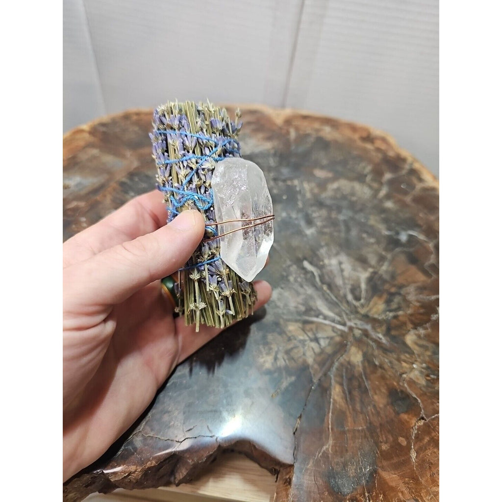 Lavender wrapped crystal W/ Huge White Quartz Healing by CrystalCloud Company