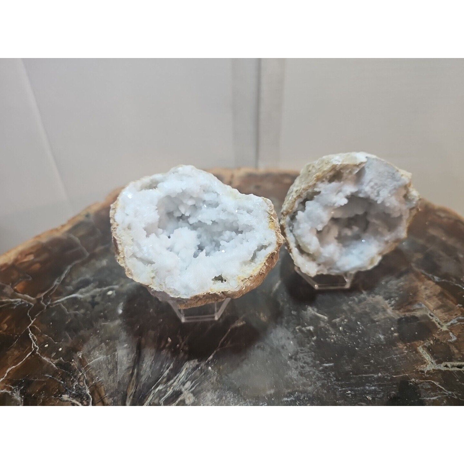 1.18lbs Pair Geode Crystal Moroccan Quartz W /Stands by CrystalCloud Company