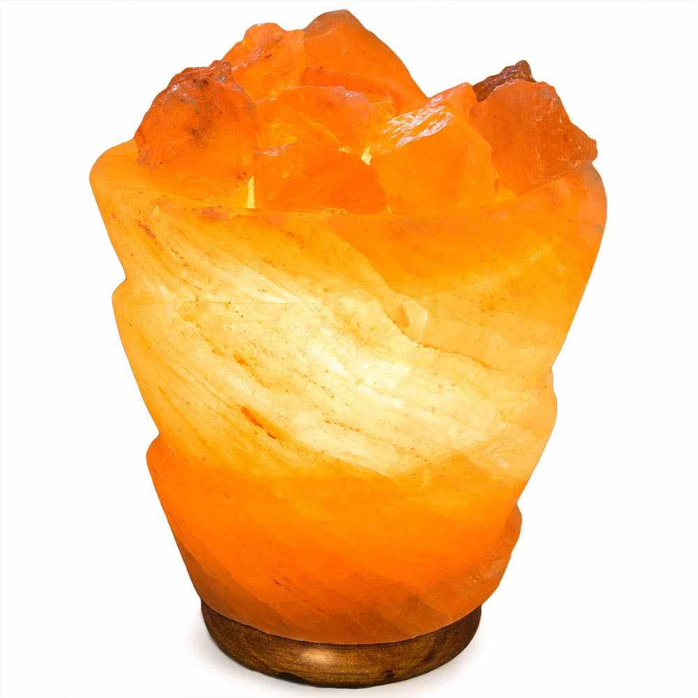 Funnel w/ Chunks Salt Lamp - 9.5" avg. - Cord, Bulb, Dimmer by Sacred Crystals