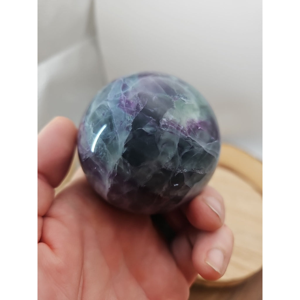 1.09lb Natural Rainbow Fluorite Quartz Crystal Sphere Ball Polished by CrystalCloud Company