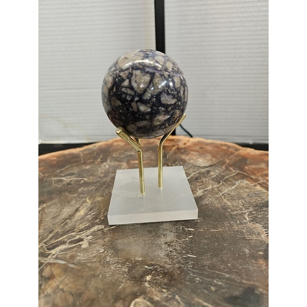 60mm Natural Phantom Chevron Amethyst Quartz Crystal Sphere W/Stand by CrystalCloud Company