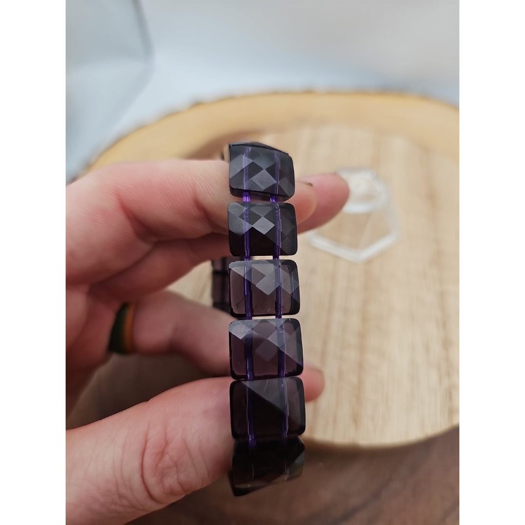 35.4g Natural Dream Purple Amethyst And Agate Crystal Bangle Bracelet Handmade by CrystalCloud Company
