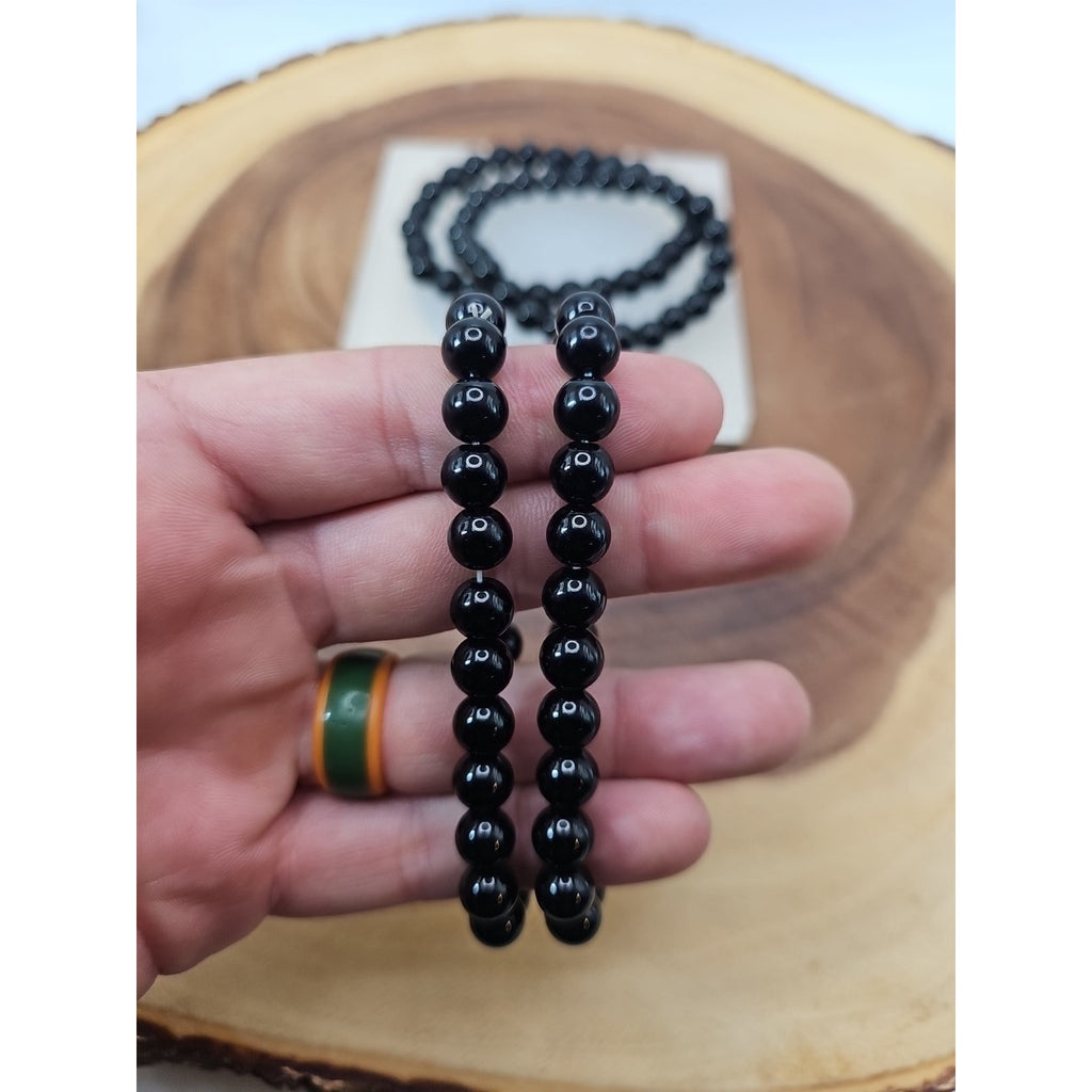 1 Black Quartz Crystal Bracelet 8mm Handmade by CrystalCloud Company