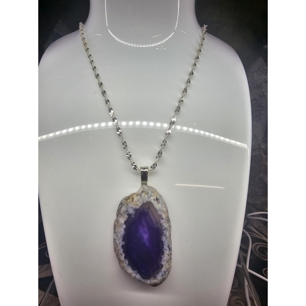 Purple agate Pendant Necklace by CrystalCloud Company