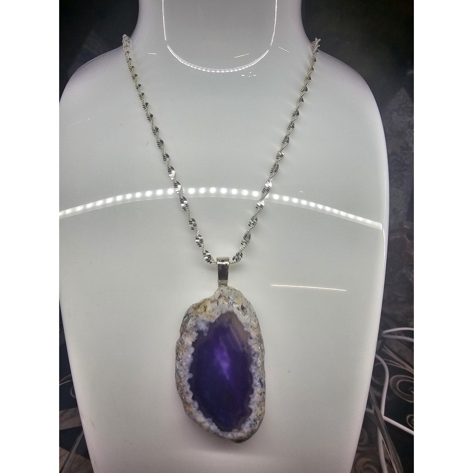 Purple agate Pendant Necklace by CrystalCloud Company