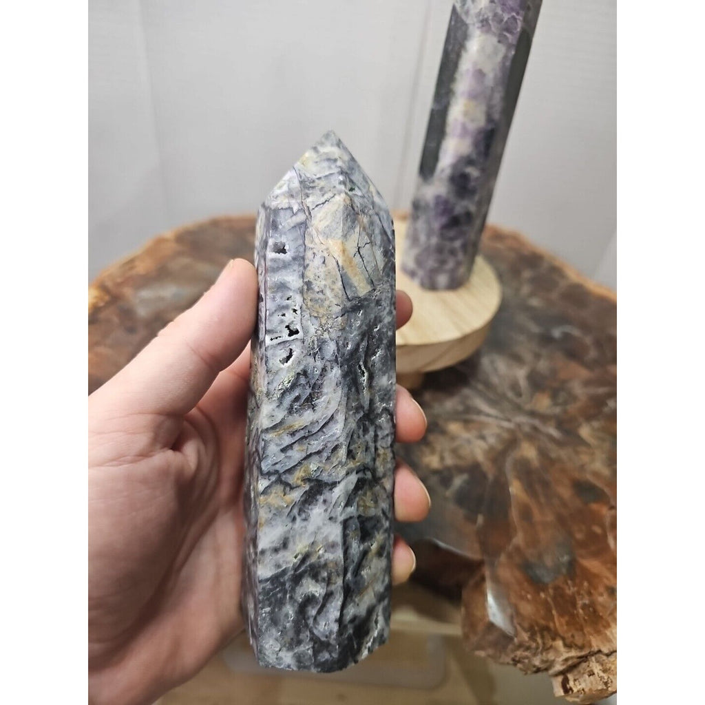 2Pcs Natural Purple Fluorite Quartz Crystal Point Tower Polished by CrystalCloud Company