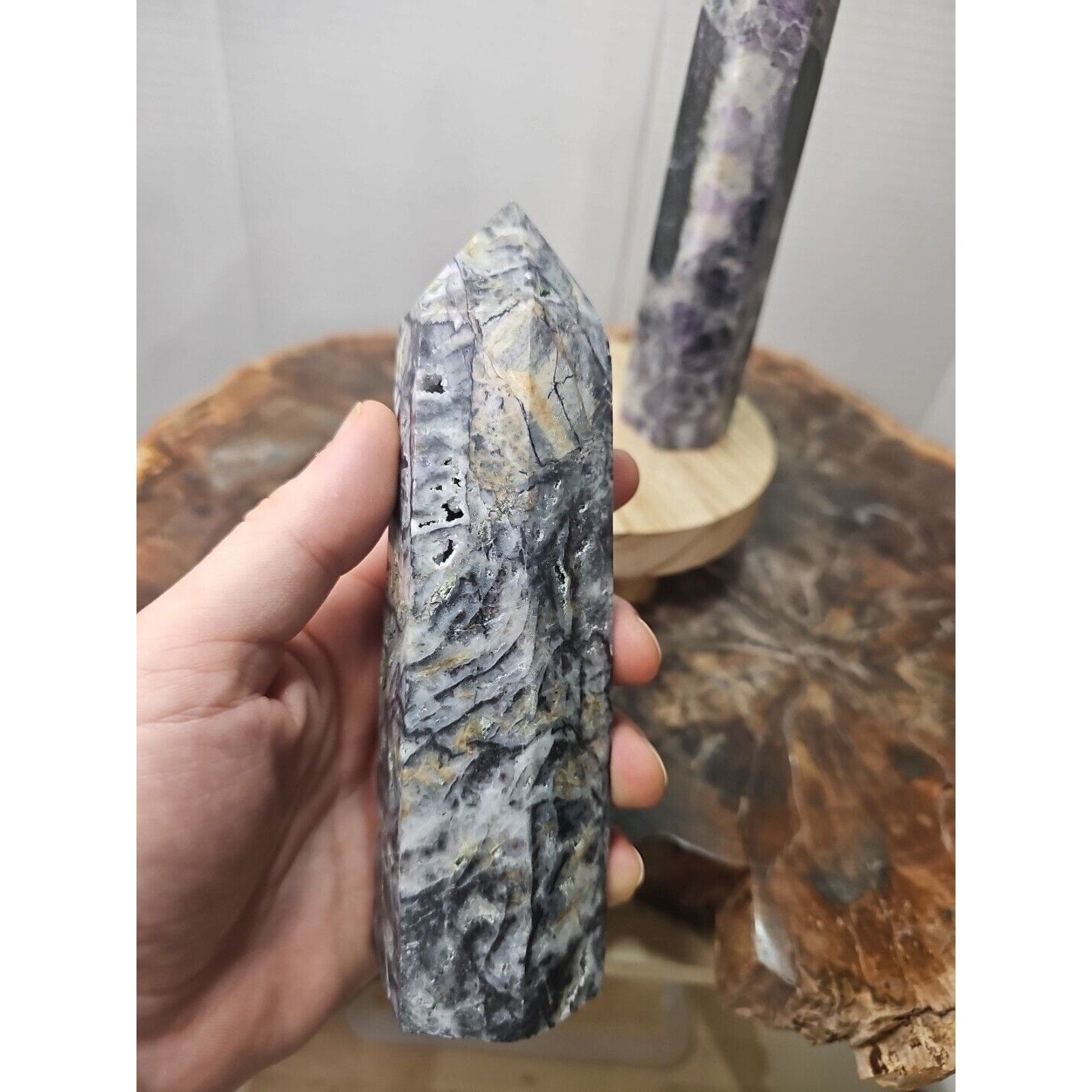 2Pcs Natural Purple Fluorite Quartz Crystal Point Tower Polished by CrystalCloud Company
