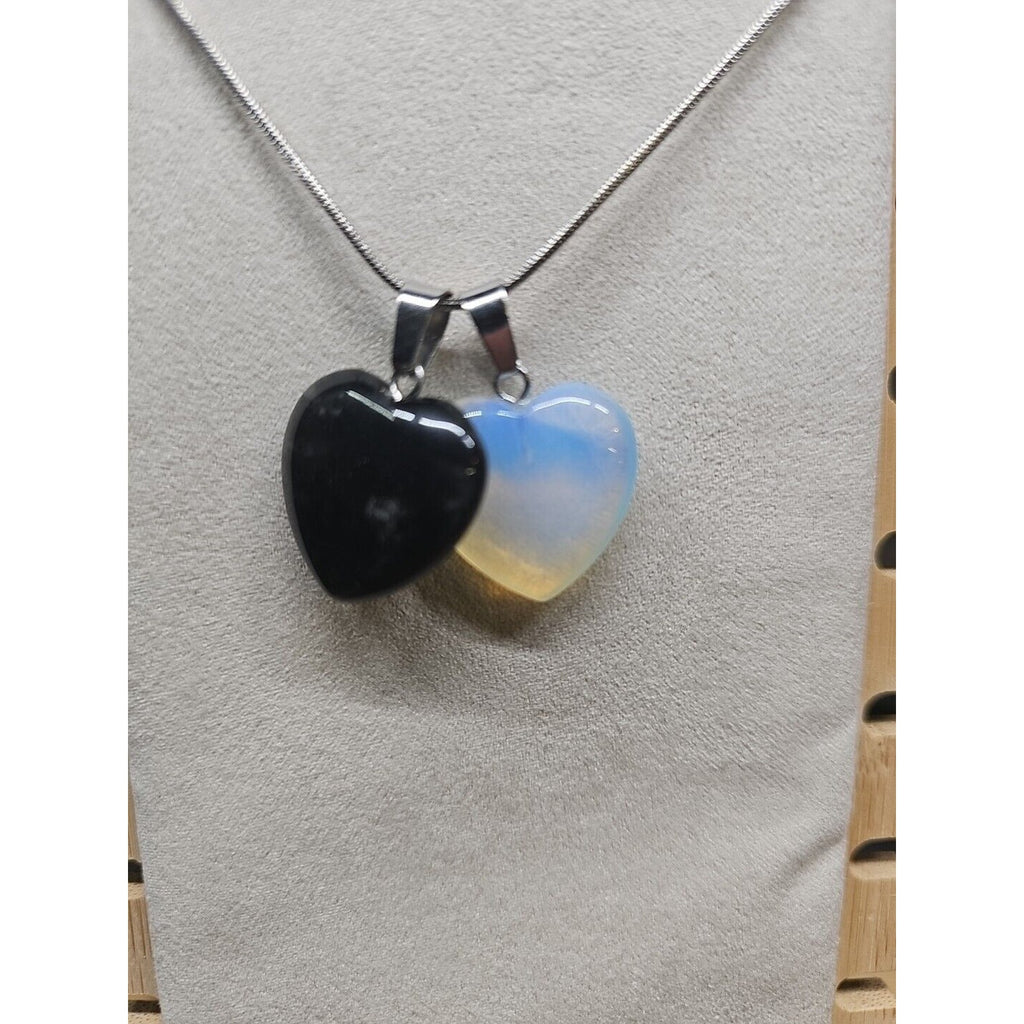 Pendant Necklace 16in Silver Chain Agate Heart by CrystalCloud Company