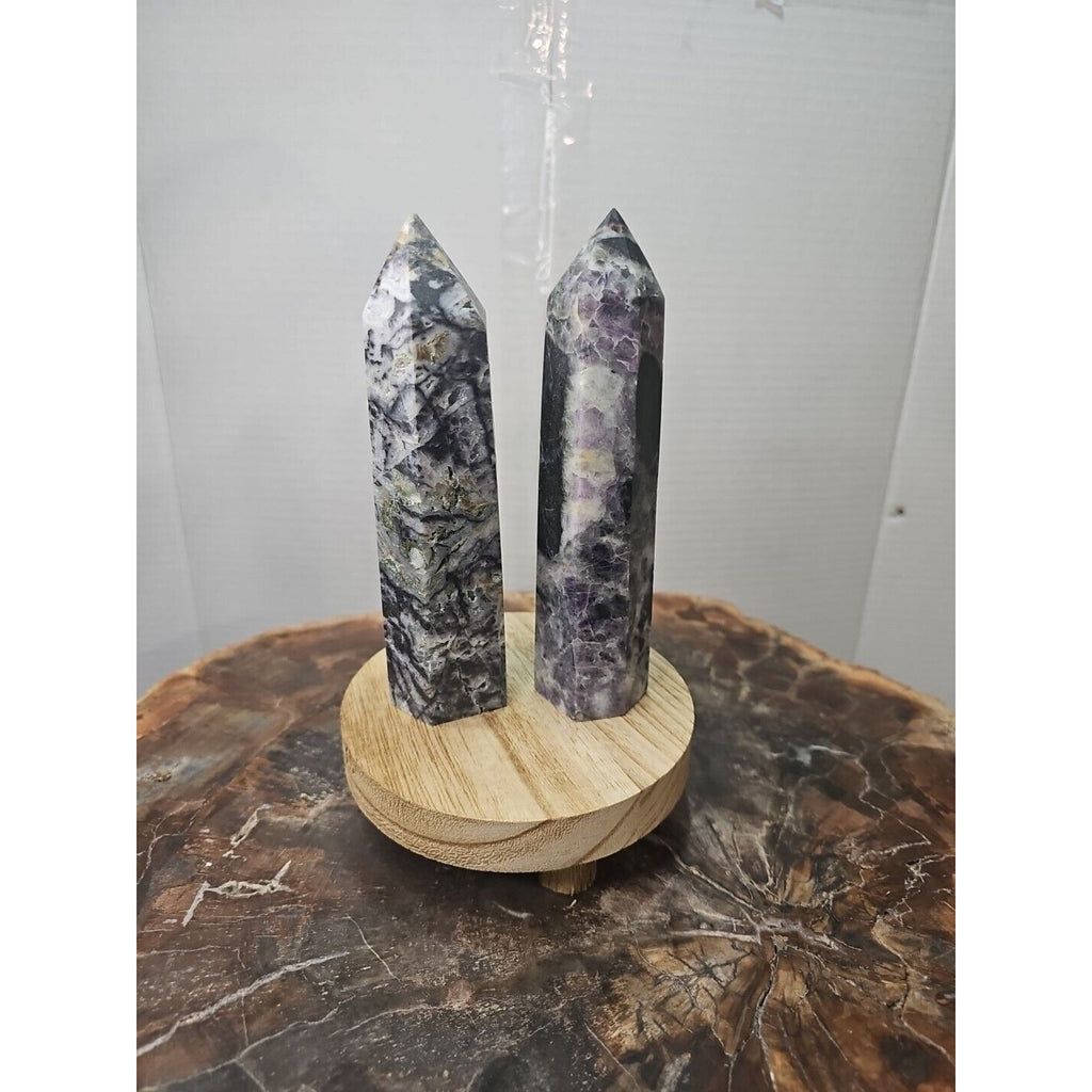 2Pcs Natural Purple Fluorite Quartz Crystal Point Tower Polished by CrystalCloud Company