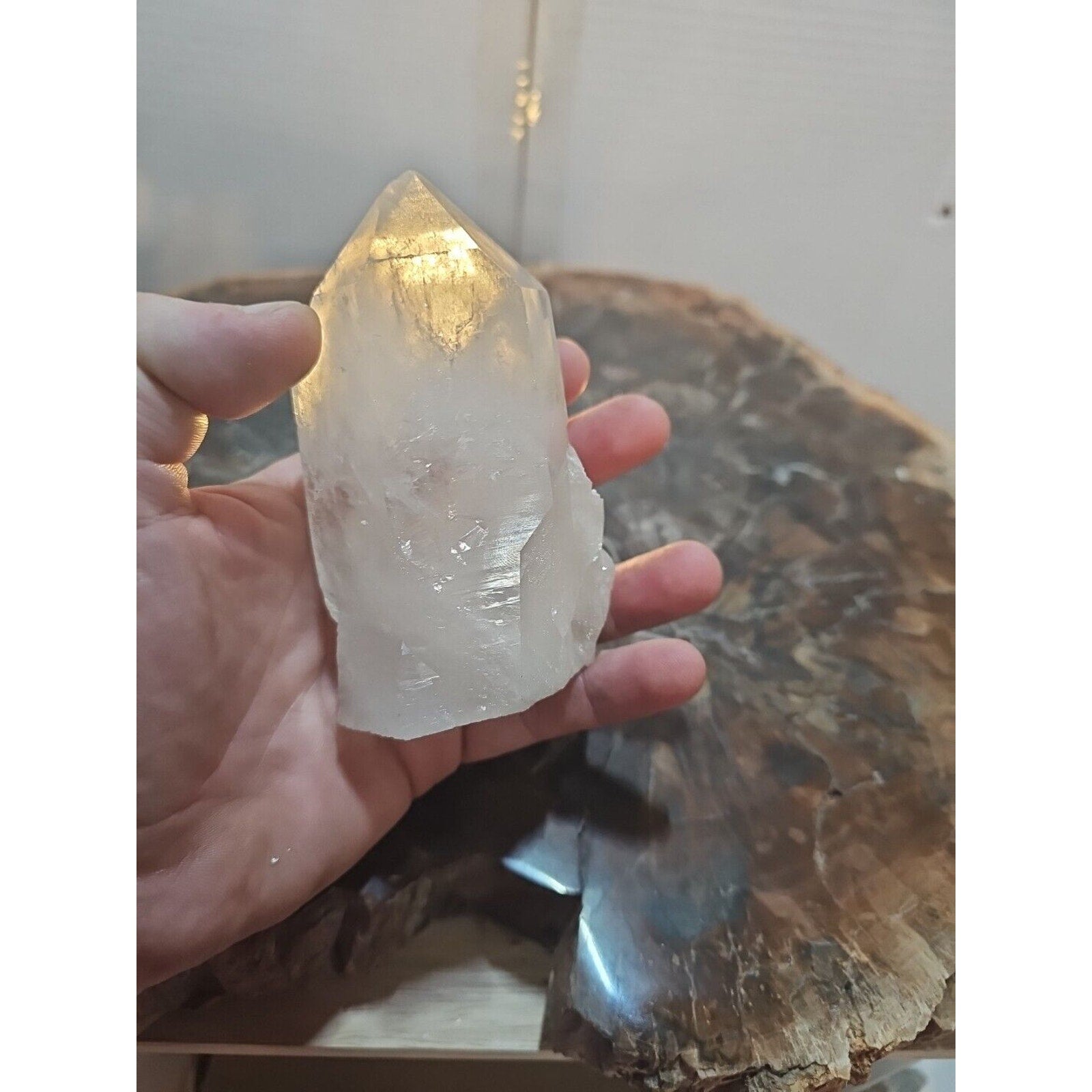 White Quartz Crystal Cluster with LED Light Base — 429g | CrystalCloud Company by CrystalCloud Company