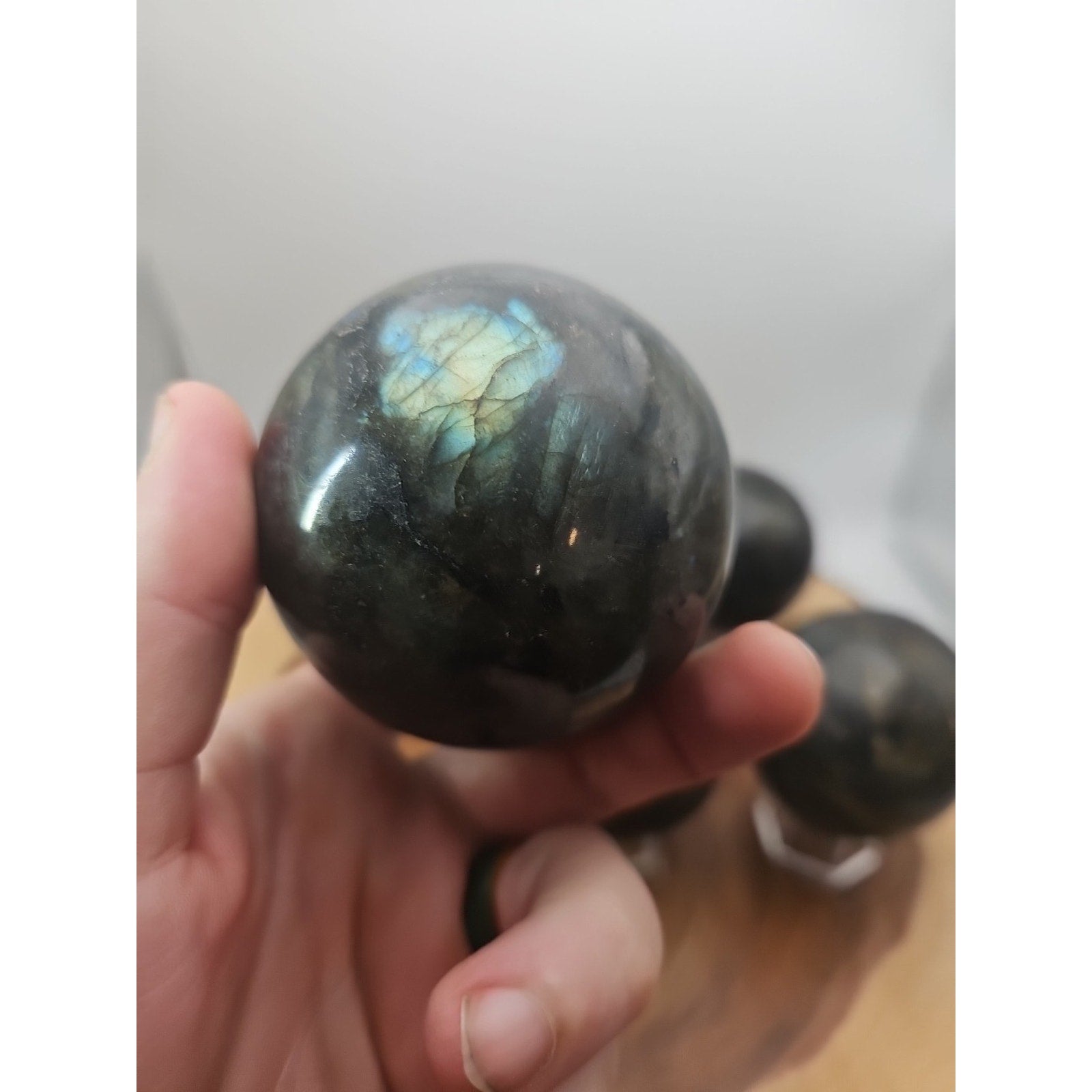 1LB 1Pcs Natural Rainbow Labradorite Crystal Sphere Ball Polished w/stand by CrystalCloud Company