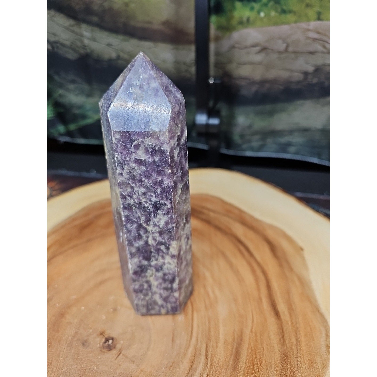 1ea Natural Purple Mica Lepidolite Crystal Point Tower Africa 505g by CrystalCloud Company