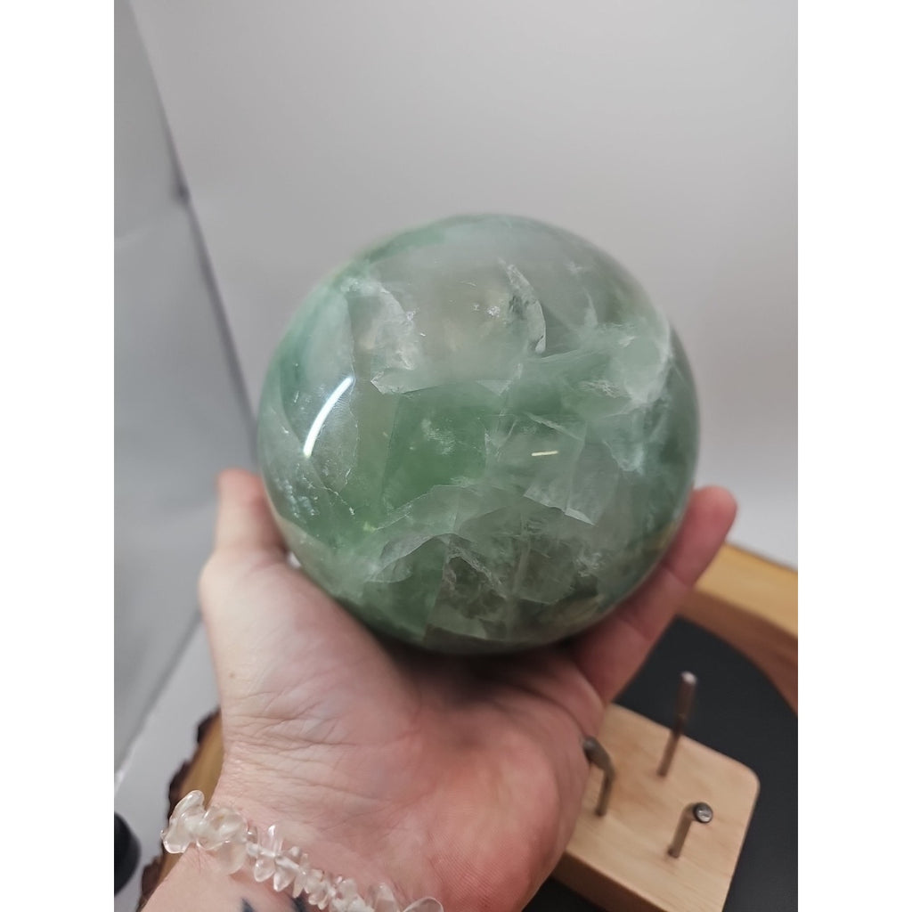 Large Natural Green Fluorite Quartz Crystal Sphere — 5.43 lbs, Madagascar | CrystalCloud Company by CrystalCloud Company