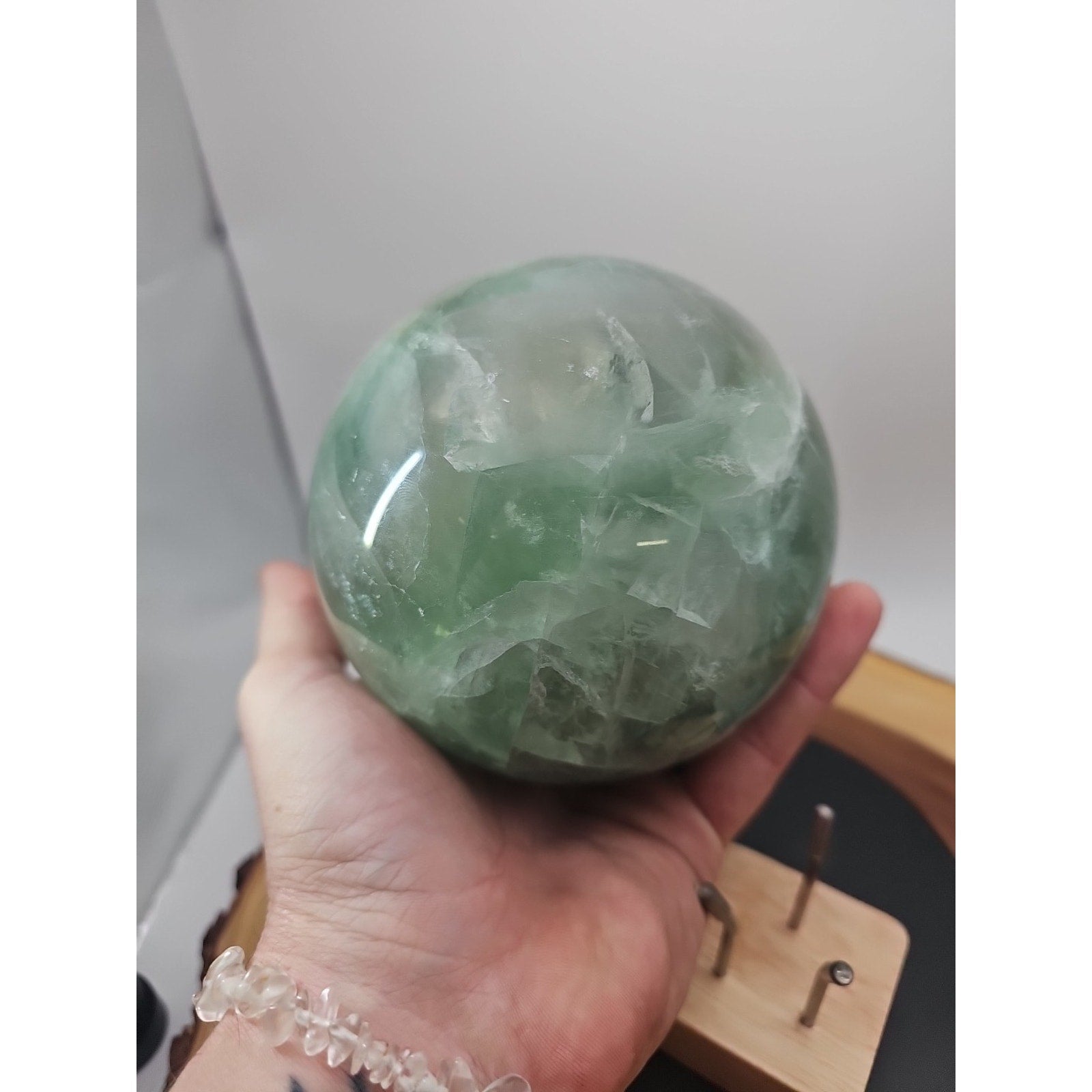 Large Natural Green Fluorite Quartz Crystal Sphere — 5.43 lbs, Madagascar | CrystalCloud Company by CrystalCloud Company