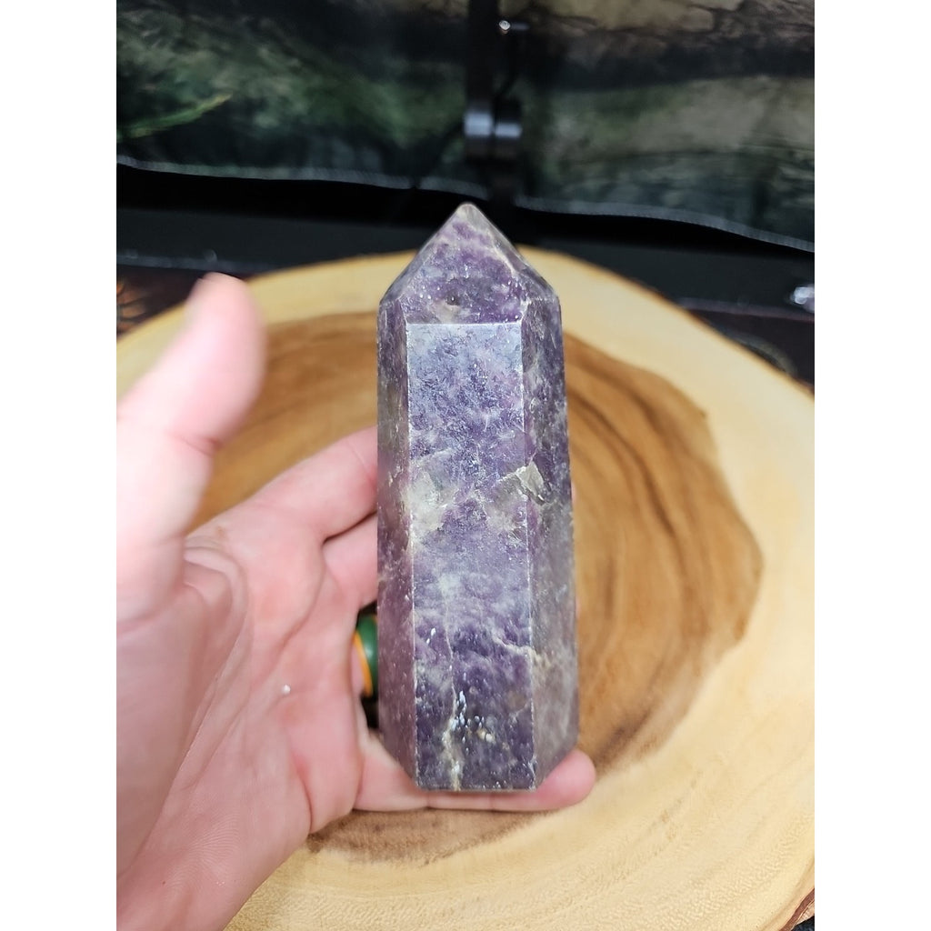 1ea Natural Purple Mica Lepidolite Crystal Point Tower Africa 479g by CrystalCloud Company