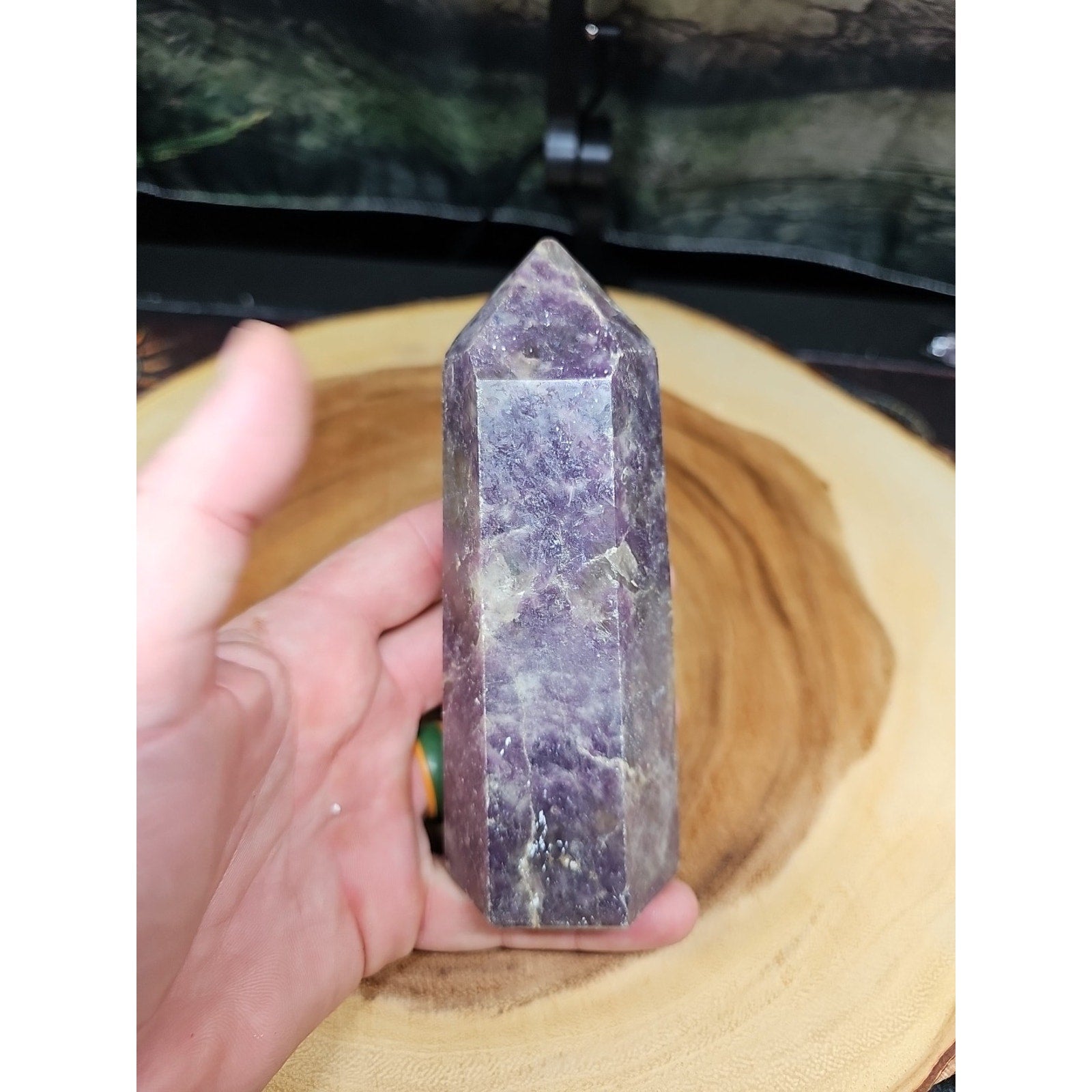 1ea Natural Purple Mica Lepidolite Crystal Point Tower Africa 479g by CrystalCloud Company