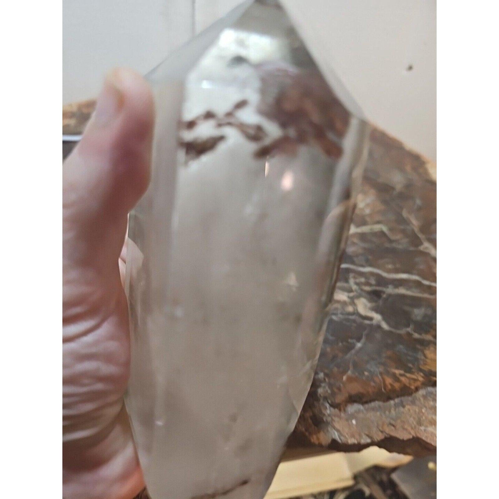 Madagascar Green Ghost Phantom Quartz Obelisk - 1.73LB Vitreous Healing Point | CrystalCloud Company by CrystalCloud Company
