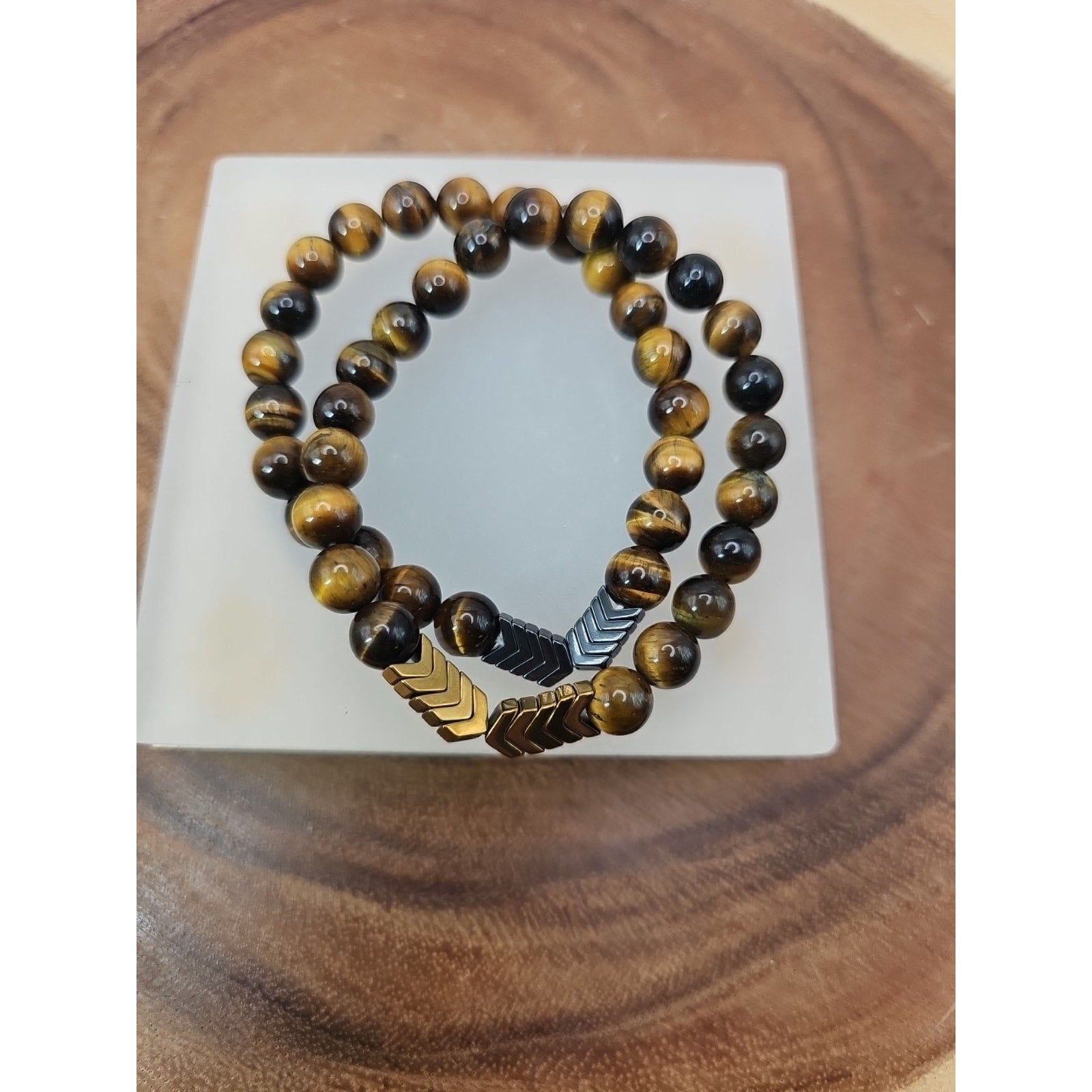 1 Handmade 8mm Mixed Natural Gemstone Tigers Eye Stretchy Bracelet Reiki Chakra by CrystalCloud Company
