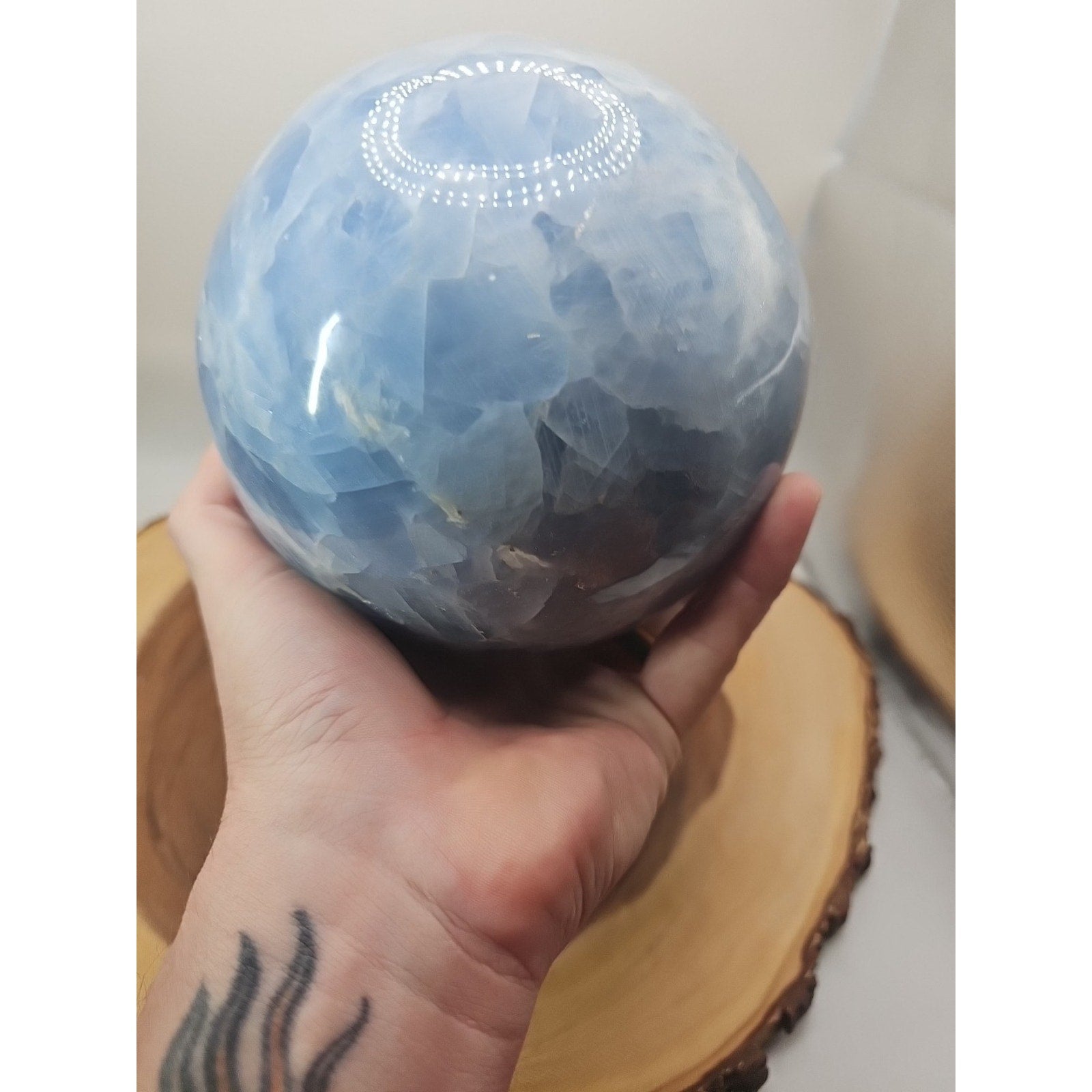9.17LB Natural Blue crystalThe bal Quartz carved crystal decoration healing by CrystalCloud Company